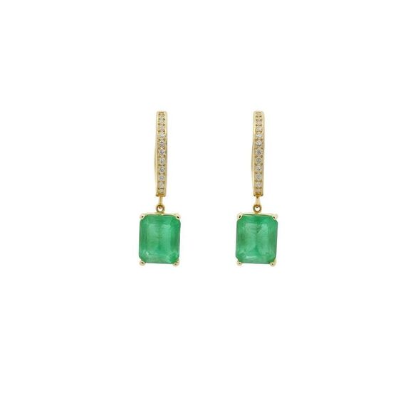 Natural Emerald Diamond Earrings 14k Yellow Gold 3.56 TCW Certified $4,975 - Picture 2 of 11